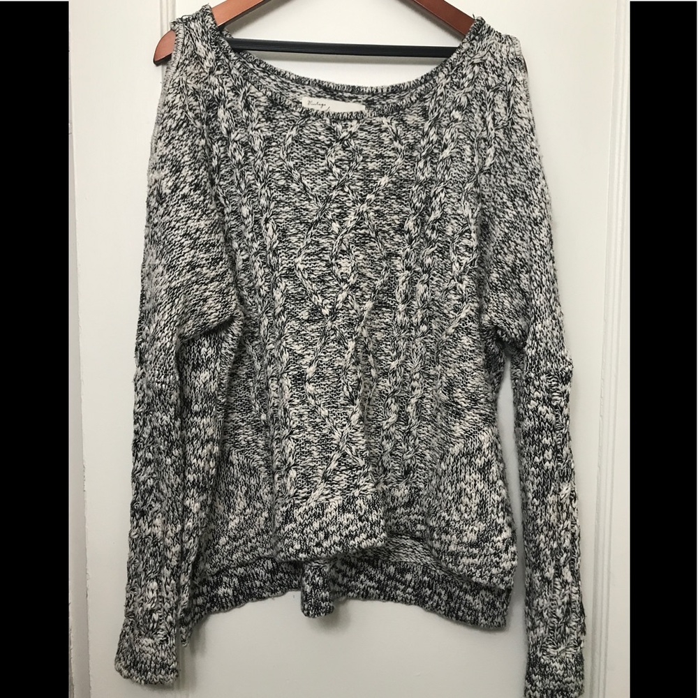 Black and white soft cold shoulder sweater